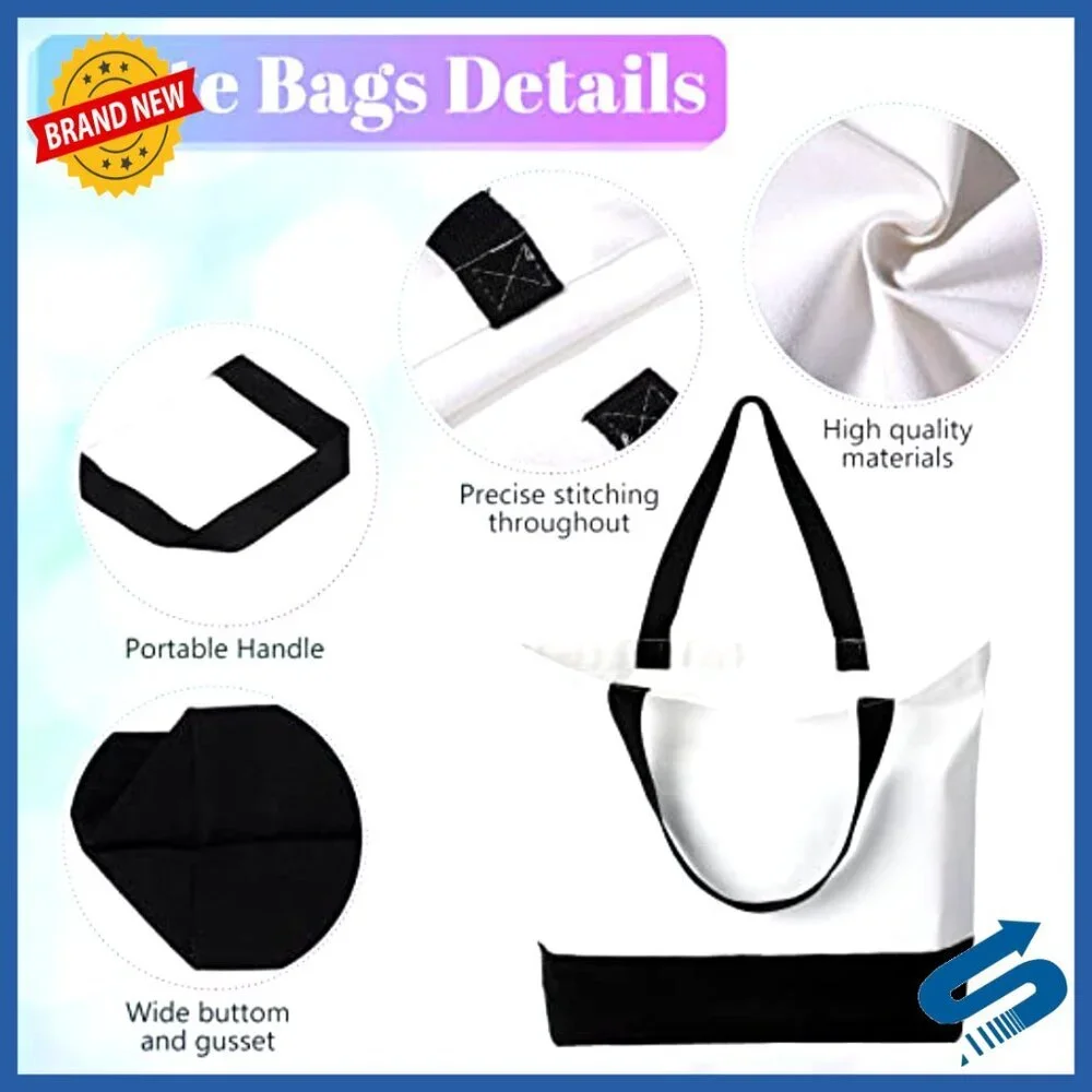 Blank Canvas Tote and Makeup Bag Bulk Set for DIY Sublimation Embroidery Craft
